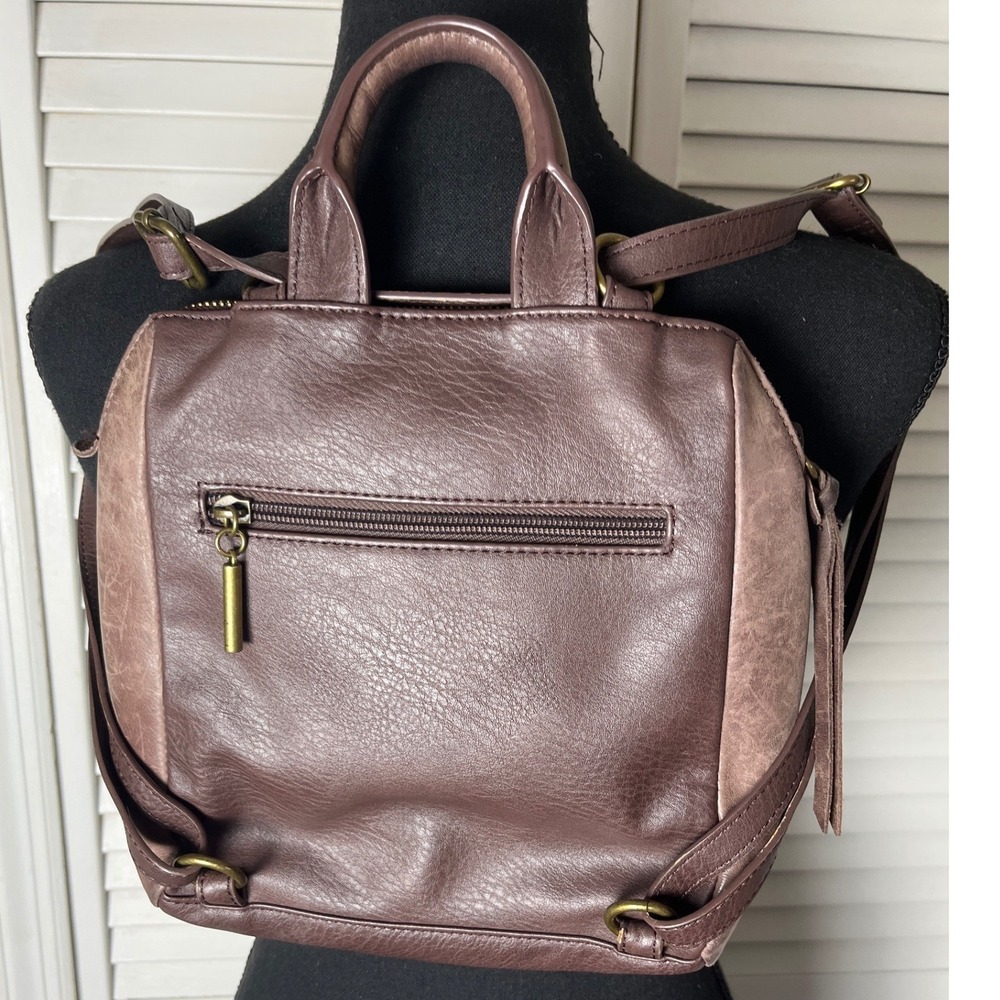 The Sak Brown Leather Embossed Floral Convertible Backpack Crossbody Bag - Picture 4 of 8